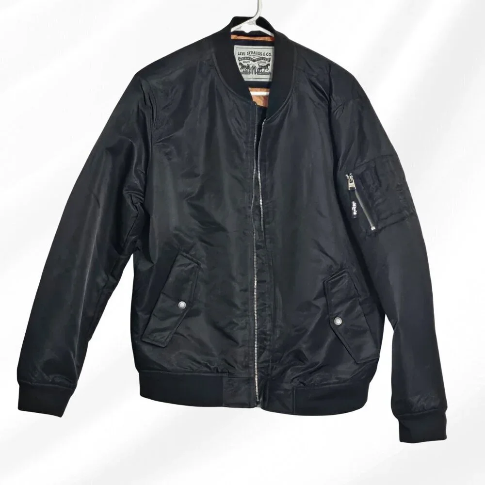 2/$20 Mens Levis Black Coat Jacket Size M Classic Outerwear- Flawed